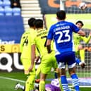 James Carragher's header finds the roof of the Rotherham net