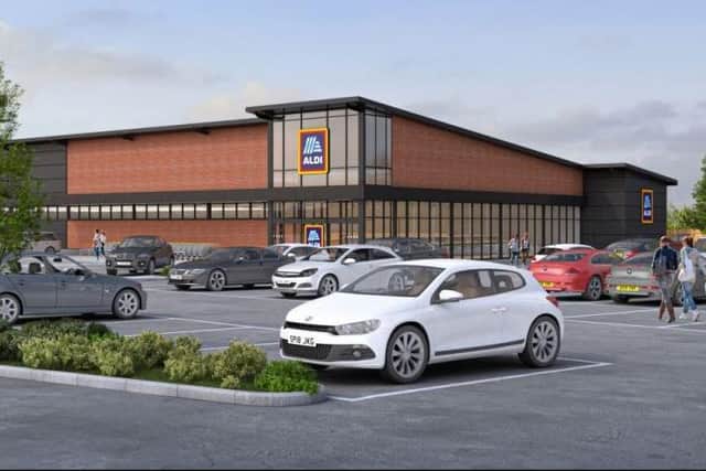 What the new Aldi in Ashton could look like in Wigan. 
Picture uploaded by George Lythgoe. Credit: Wigan Council/Aldi