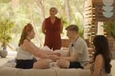 Charlotte and Dave get to grips with touching in the new Channel 4 reality series Virgin Island (Picture: Channel 4)
