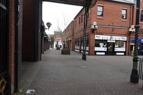 A deserted Wigan town centre during the first lockdown