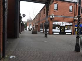 A deserted Wigan town centre during the first lockdown