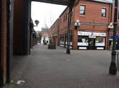 A deserted Wigan town centre during the first lockdown