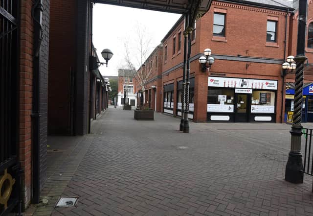 A deserted Wigan town centre during the first lockdown