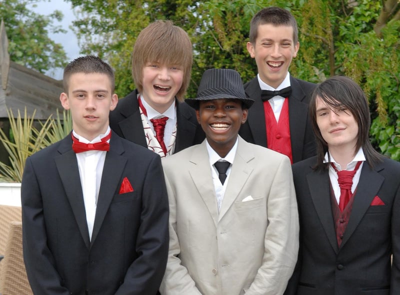 St John Fisher Catholic High School Leavers Ball, Holland Hall Hotel - from left, Josh Cowap, Paul Eaton, Samuel Adeyemi, Jon Havard and David Ahearne.