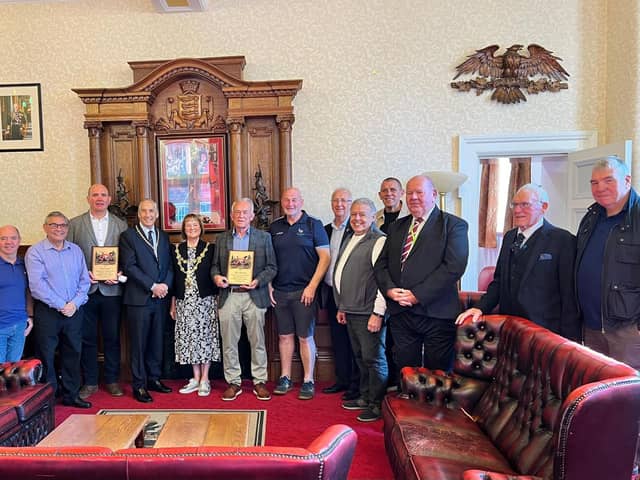 Members of the Wigan Community Rugby Veterans organisation at the Mayoral Reception
