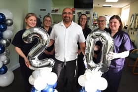 Staff at Hindley Dental Practice, Ladies Lane, Hinldye, celebrate their 20th anniversary, from left, Zara Allen, Beth Derricott, Shaz Mirtorabi, Toni Gates, Claire Andrews and Jodie Sculthorpe.