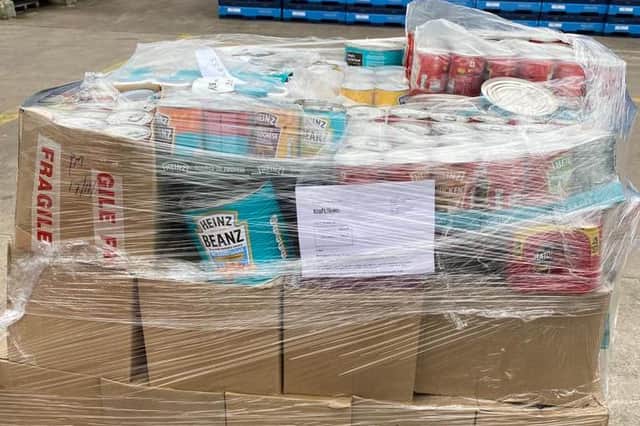 One of the pallets donated by Heinz