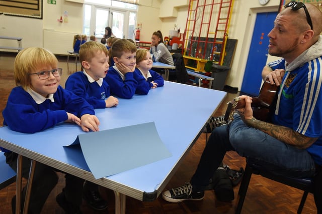 Pupils met musician Logan, known as The North West Singer.