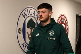 Joe Hugill was an unused substitute for Manchester United in their FA Cup third-round victory at Wigan in January