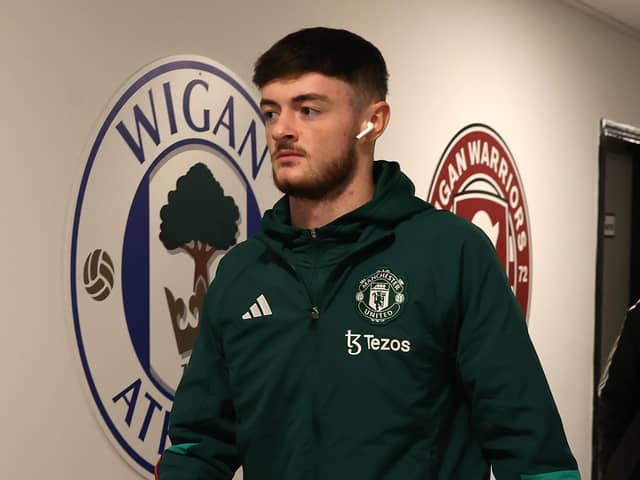 Joe Hugill was an unused substitute for Manchester United in their FA Cup third-round victory at Wigan in January
