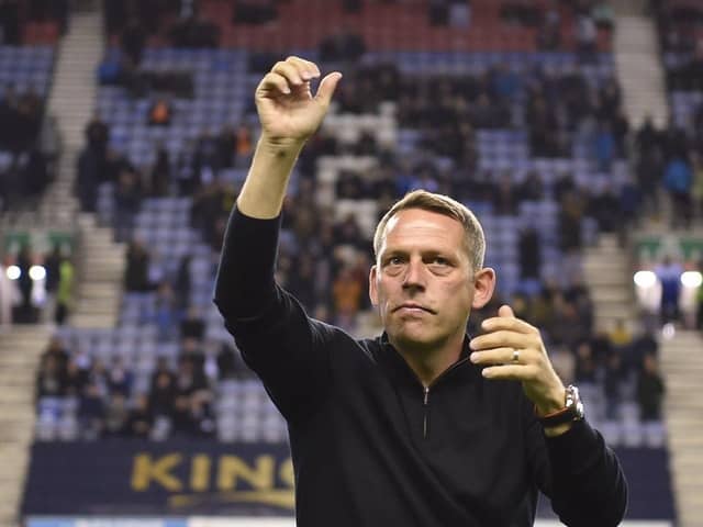 Leam Richardson rallies the fans before the victory over Blackburn