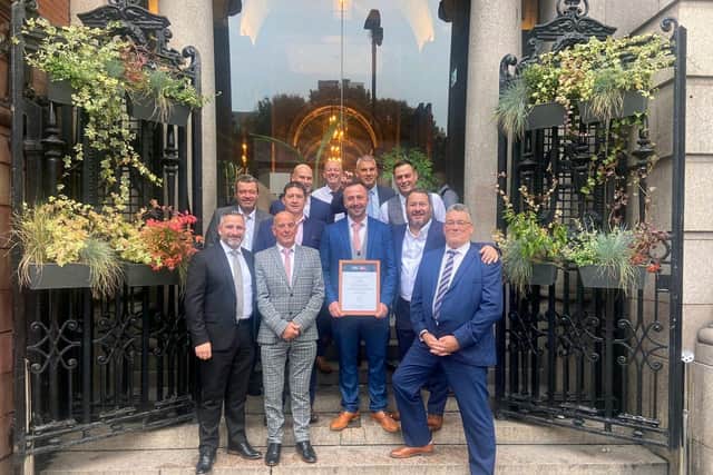 Daniel Blakley (holding certificate) and colleagues. He is senior Site Manager at McCarthy Stone’s Brideoake Court Retirement Living development in Standish and has won a coveted Seal of Excellence from the National House Builders’ Council (NHBC) for the second time