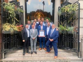 Daniel Blakley (holding certificate) and colleagues. He is senior Site Manager at McCarthy Stone’s Brideoake Court Retirement Living development in Standish and has won a coveted Seal of Excellence from the National House Builders’ Council (NHBC) for the second time