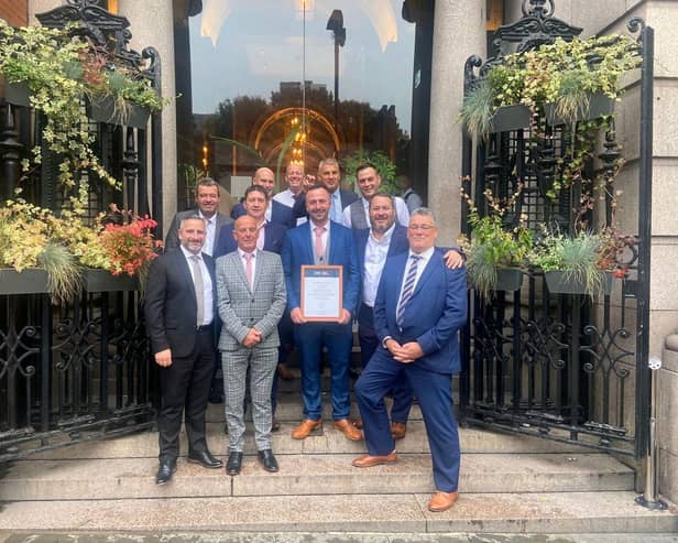 Daniel Blakley (holding certificate) and colleagues. He is senior Site Manager at McCarthy Stone’s Brideoake Court Retirement Living development in Standish and has won a coveted Seal of Excellence from the National House Builders’ Council (NHBC) for the second time