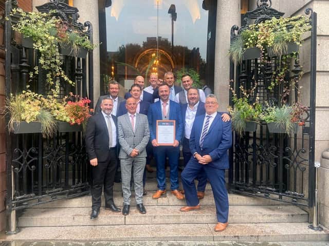 Daniel Blakley (holding certificate) and colleagues. He is senior Site Manager at McCarthy Stone’s Brideoake Court Retirement Living development in Standish and has won a coveted Seal of Excellence from the National House Builders’ Council (NHBC) for the second time