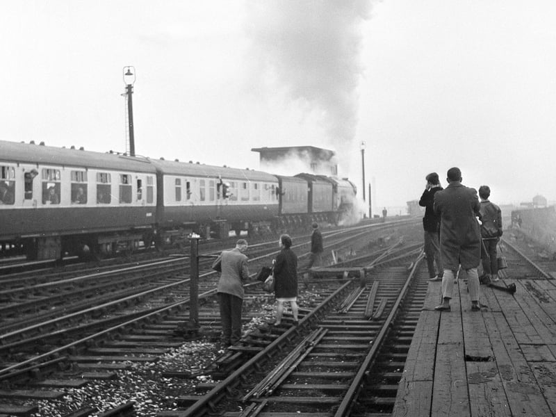 RETRO 1968 - Wiganers line up to see The Flying Scotsman 4472 steam train The Moorlands make its last run through Wigan North Western Station.