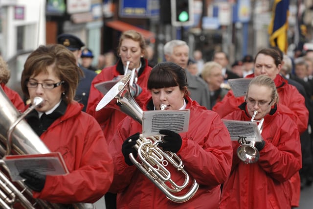 RETRO 2010 - Remembrance Day Parade in Ashton - Trinity Girls Brass band leads the procession