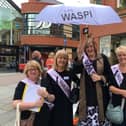 MP Yvonne Fovargue with Waspi campaigners in Wigan town centre in 2016