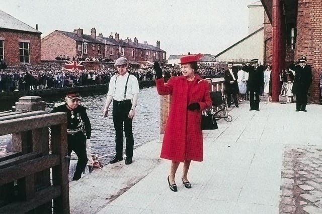The Queen arrives at Wigan Pier to perform the opening ceremony on Friday 21st of March 1986.