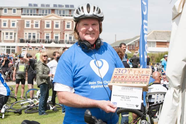 Tony at his 30th Manchester to Blackpool bike ride in 2015