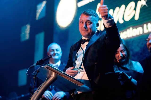 Scott Rothwell MD of Triple Wigan Business Award Winners DASCO Construction - Business of the Year, Employer and Family Business.