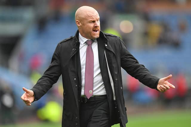 Burnley's Manager Sean Dyche remonstrates to the referee at half time
Photographer Dave Howarth/CameraSport
The Premier League - Burnley v Norwich City - Saturday 2nd October 2021 - Turf Moor - Burnley
World Copyright © 2021 CameraSport. All rights reserved. 43 Linden Ave. Countesthorpe. Leicester. England. LE8 5PG - Tel: +44 (0) 116 277 4147 - admin@camerasport.com - www.camerasport.com