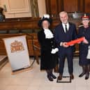 Left to right: the High Sheriff of Lancashire Helen Bingley OBE DL JP; Paul Jones of Chemical Processing Services Limited of Wrightington; the Lord-Lieutenant of Lancashire Amanda Parker and CC Alan Cullens, Chairman of Lancashire County Council