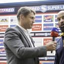 Sky Sports' Jon Wilkin interviews Leeds's coach Jamie Jones-Buchanan