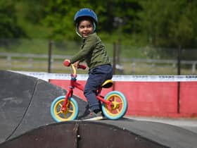 Kids have fun on the balance bike course for under fives.