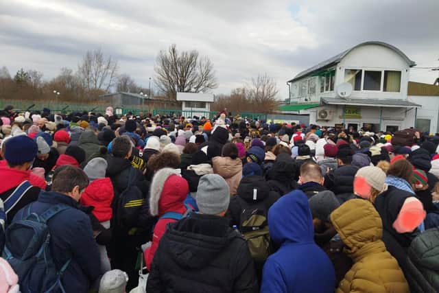 Many people were at the Ukrainian/Polish border as Maria Romanenko and Jez Myers tried to leave Ukraine