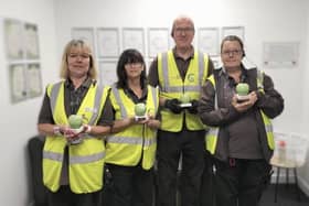 Spinning Gate shopping centre staff Brenda Sharrock, Pam Evans, David Williamson and Sue Siddall celebrate a fifth Green Apple Award