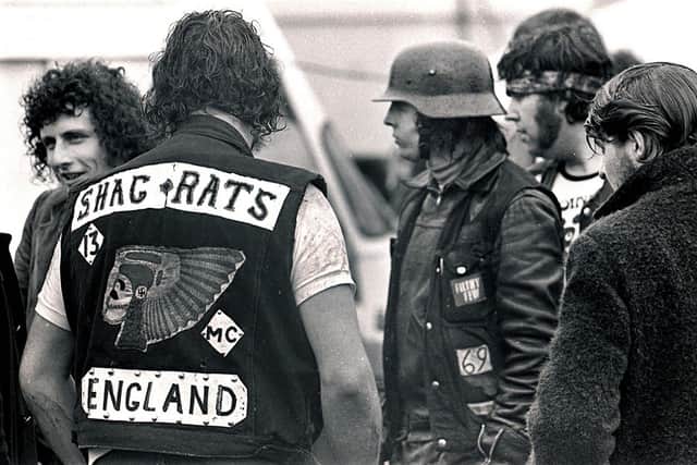 Hells Angels at the Bickershaw Festival in 1972.
