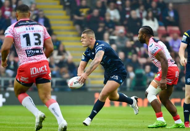 Brad O'Neill in action for Wigan Warriors against Leigh Leopards