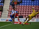 Ivan Toney in action during his loan spell with Latics