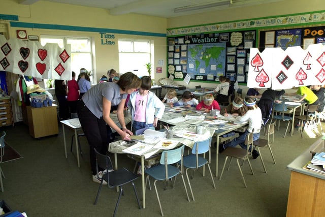 2001 Standish St Wilfrids Primary School - Schools feature.  Children make their own costumes.