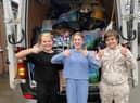 Pupils with the van filled with donations for Ukraine