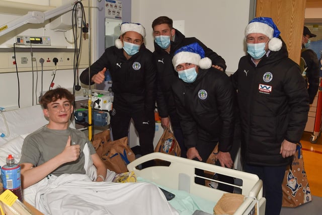 Thelo Aasgaard, Callum Lang, Jamie Jones and Mal Brannigan meet one of the patients