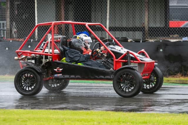 A youngster races around the Three Sisters circuit in Wigan for the Speed of Sight family fun day