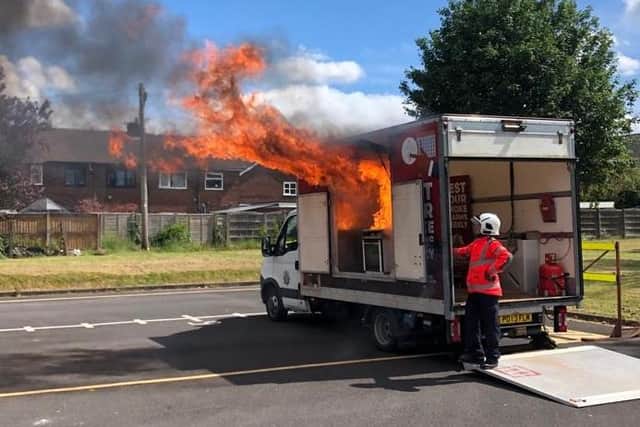 Demonstrating how dangerous a chip pan fire can be