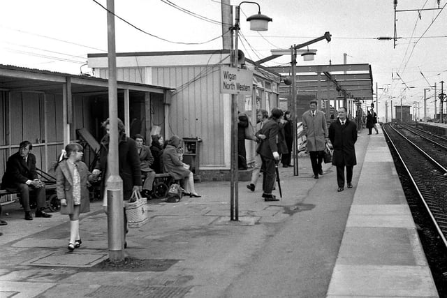 RETRO 1972 - A rail workers go slow protest meant passengers had to wait longer for delayed trains arriving at Wigan North West station in 1972