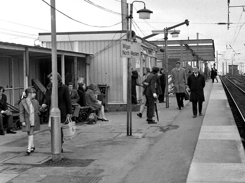 RETRO 1972 - A rail workers go slow protest meant passengers had to wait longer for delayed trains arriving at Wigan North West station in 1972