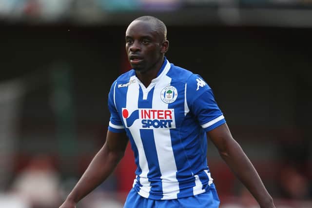 Sanmi Odelusi in action for Latics during his short and unspectacular spell at the club