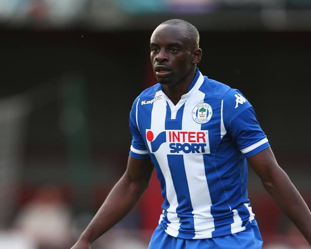 Sanmi Odelusi in action for Latics during his short and unspectacular spell at the club