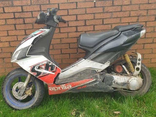 The Aprilia scooter will eventually be returned to its rightful owner