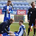 Glen Rea suffers his knee injury against Wimbledon