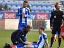 Glen Rea suffers his knee injury against Wimbledon