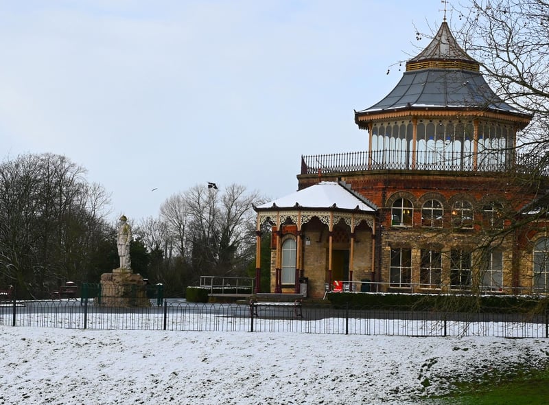 A winter scene in Mesnes Park, Wigan.