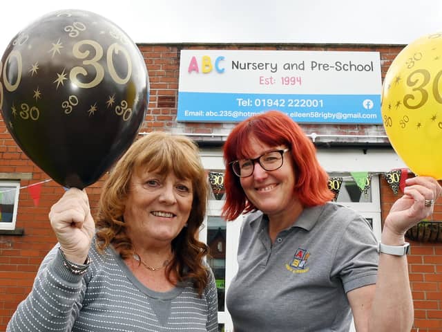 Owner of ABC Eileen Rigby, left, with Nicola Cunliffe, who have been at ABC from the start celebrate 30 years.