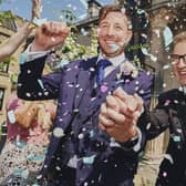Daniel Anders-Holmes, right, and husband Adam in the new advert for Cancer Research UK