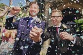 Daniel Anders-Holmes, right, and husband Adam in the new advert for Cancer Research UK